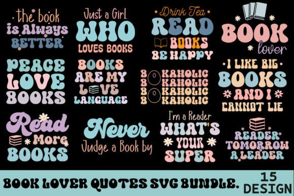 Book Lover Quotes SVG Bundle for Graphics and Crafts