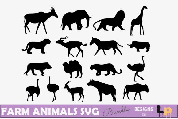 Farm Animals Silhouette Svg Bundle for Graphics and Crafts