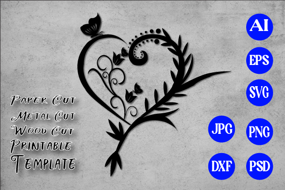 Floral Heart Butterfly SVG Graphic 5: Graphics for Crafts