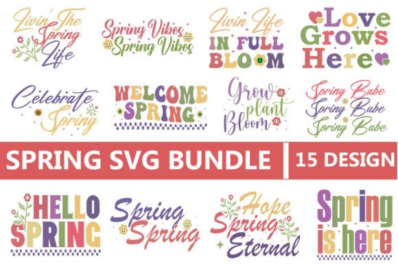 Retro Spring Svg Bundle: Graphics and Crafts in One