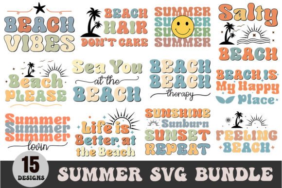Retro Summer Beach SVG Bundle